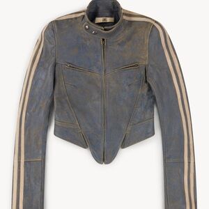 KNWLS Claw Leather Biker Jacket - Washed Blue
